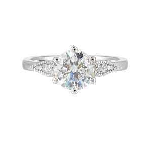 14Kt White Semi Mount 1/25Ctw For 1 1/2Ctw Round Center