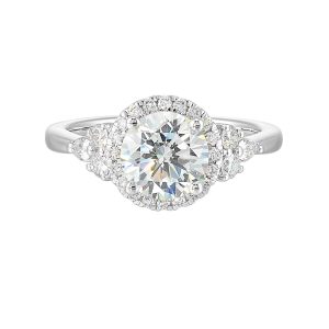 14Kt White Semi Mount 3/8Ctw For 1 1/2Ctw Round Center
