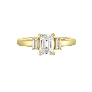 14Kt Yellow Semi Mount 1/5Ctw For 1 1/2Ctw Emerald Cut Center