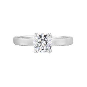14Kt White Semi Mount 1/4Ctw For 1Ct Round Center