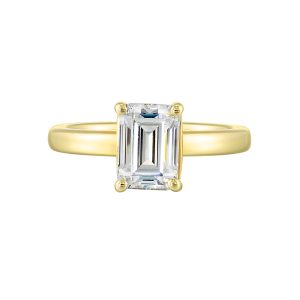 14Kt Yellow Semi Mount 1/4Ctw For 2Ctw Emerald Cut Center