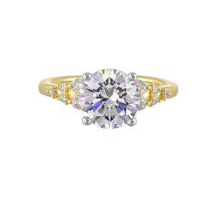 14Kt White Yellow Semi Mount 1/3Ctw For 2Ct Round Center