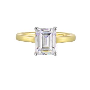 14Kt White Yellow Semi Mount 1/12Ctw For 2 1/2Ct Emerald Cut Center