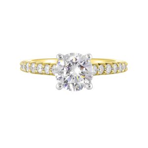 14Kt White Yellow Semi Mount 1/2Ctw For 1 1/2Ct Round Center