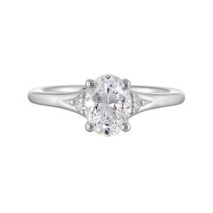 14Kt White Semi Mount 1/10Ctw For 1Ct Oval Center