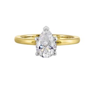 14Kt White Yellow Semi Mount 1/20Ctw For 1 1/2Ct Pear Center