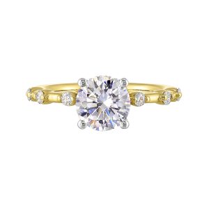 14Kt White Yellow Semi Mount 1/4Ctw For 1 1/2Ct Round Center