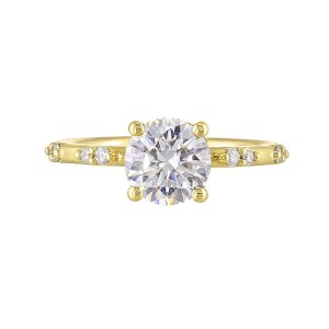 14Kt Yellow Semi Mount 1/6Ctw For 1 1/2Ct Round Center