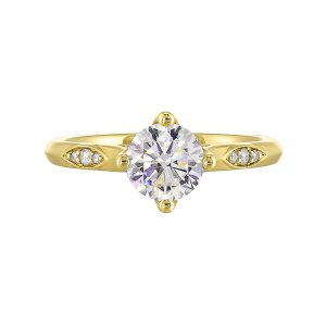 14Kt Yellow Semi Mount 1/20Ctw For 1Ct Round Center