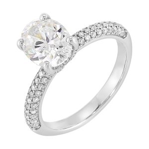 14Kt White Semi Mount 3/8Ctw For 2Ct Oval Center