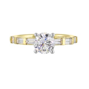 14Kt White Yellow Semi Mount 1/2Ctw For 1Ct Round Center