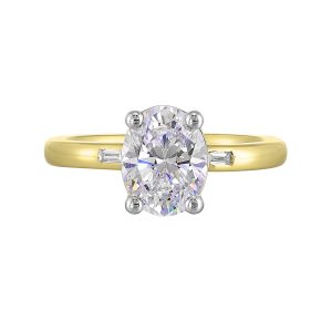 14Kt White Yellow Semi Mount 1/20Ctw For 2Ct Oval Center