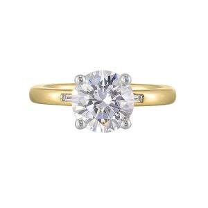 14Kt White Yellow Semi Mount 1/15Ctw For 2Ct Round Center