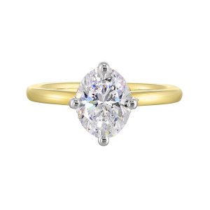 14Kt White Yellow Semi Mount 1/20Ctw For 2Ct Oval Center