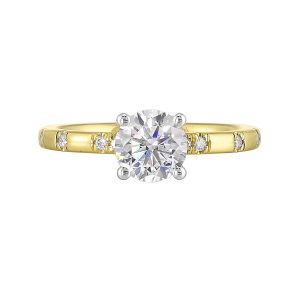 14Kt White Yellow Semi Mount 1/12Ctw For 1Ct Round Center