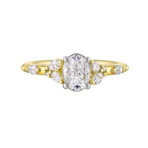 14Kt White Yellow Semi Mount 1/3Ctw For 1Ct Oval Center