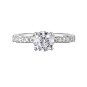 14Kt White Semi Mount 1/3Ctw For 1Ct Round Center
