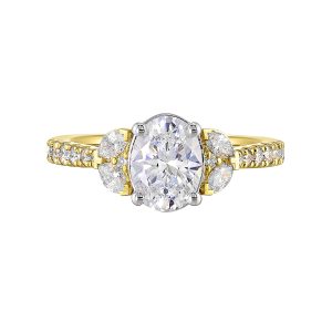 14Kt White Yellow Semi Mount 1/2Ctw For 1 1/2Ctw Oval Center