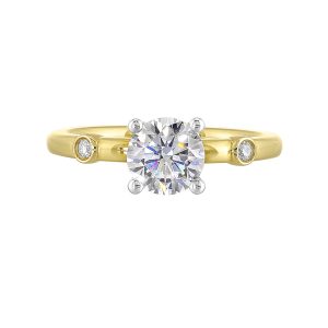 14Kt White Yellow Semi Mount 1/25Ctw For 1Ct Round Center