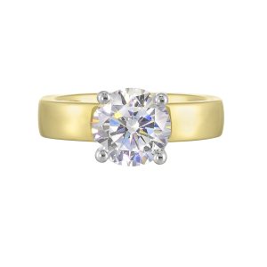 14Kt White Yellow Semi Mount 1/10Ctw For 2Ct Round Center