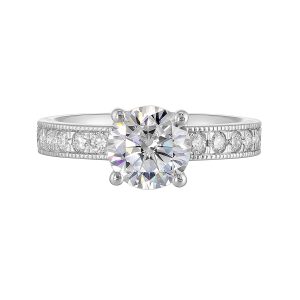 14Kt White Semi Mount 3/8Ctw For 1 1/2Ct Round Center
