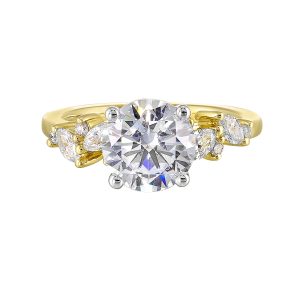 14Kt White Yellow Semi Mount 1/2Ctw For 2Ct Round Center