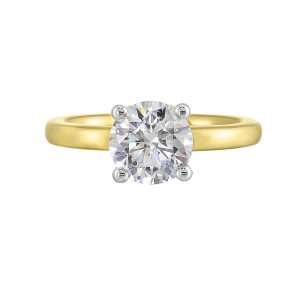 14Kt White Yellow Semi Mount 1/15Ctw For 2Ct Round Center