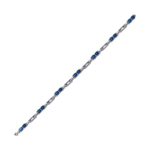 14Kt White Gold Diamond 1/4Ctw & Sapphire 3Ctw Bracelet