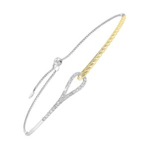 14Kt White Yellow Gold Diamond 1/4Ctw Bracelet