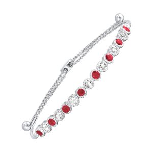 Silver Ruby-White Topaz 2 1/5Ctw Bracelet