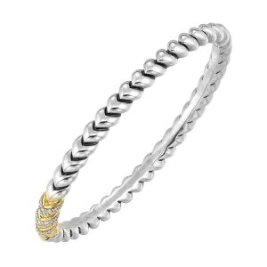 Gold Silver White Yellow Diamond 1/5Ctw Bangle
