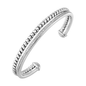 Silver White Diamond 1/2Ctw Bangle