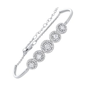 14Kt White Gold Diamond 3/4Ctw Bangle