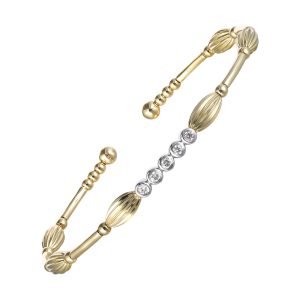 14Kt White Yellow Gold Diamond 1/8Ctw Bangle