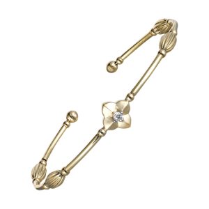 14Kt Yellow Gold Diamond 1/15Ctw Bangle