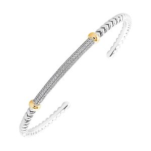 Gold Silver White Yellow Diamond 1/4Ctw Bangle