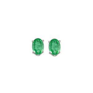 14Kt White Gold Emerald 7/8Ctw Earring