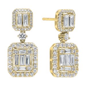 14Kt Yellow Gold Diamond 1 1/2Ctw Earring