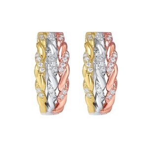 10Kt Tricolor Diamond 1/7Ctw Earring
