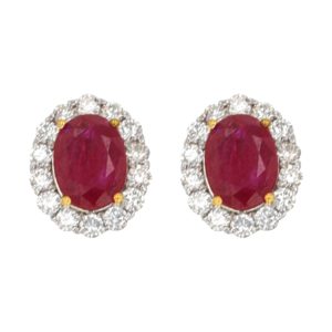 18Kt White Gold Diamond 3/4Ctw & Ruby 2Ctw Earring