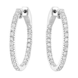 14Kt White Gold Diamond 2Ctw Earring (Oval Shape)