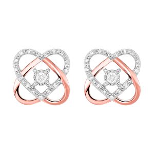 10Kt White Rose Gold Diamond 1/8Ctw Earring