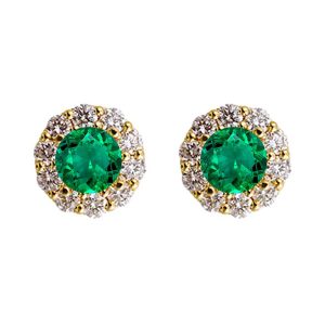 14Kt Yellow Gold Diamond 5/8Ctw & Emerald 3/4Ctw Earring