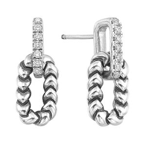 Silver White Diamond 1/6Ctw Earring