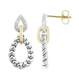 Gold Silver White Yellow Diamond 1/5Ctw Earring