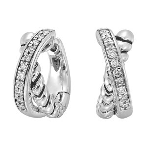 Silver White Diamond 1/5Ctw Earring