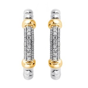 Gold Silver White Yellow Diamond 1/7Ctw Earring