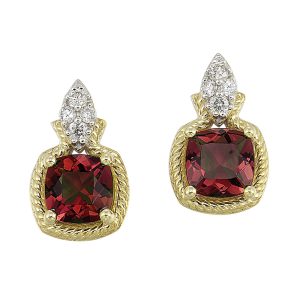 10Kt Yellow Gold Diamond 1/10Ctw & Garnet 1 5/8Ctw Earring