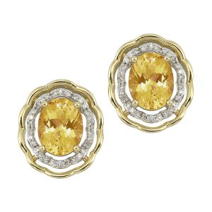 14Kt Yellow Gold Diamond 1/5Ctw & Citrine 3 1/2Ctw Earring