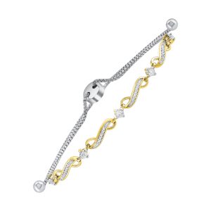 Silver White Yellow Diamond 1/8Ctw Bracelet
